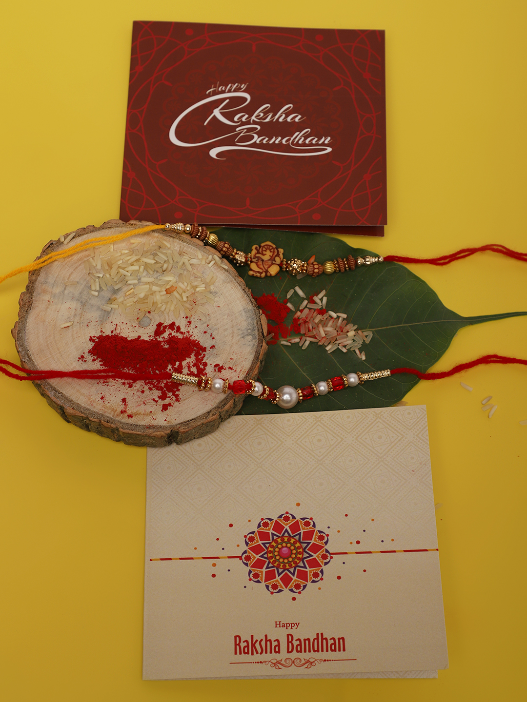 YouBella 2 Rakhi and 2 Greeting Card Combo for Brother, Rakhi Gift for Brother/bhaiyya/bhai (Style 1)